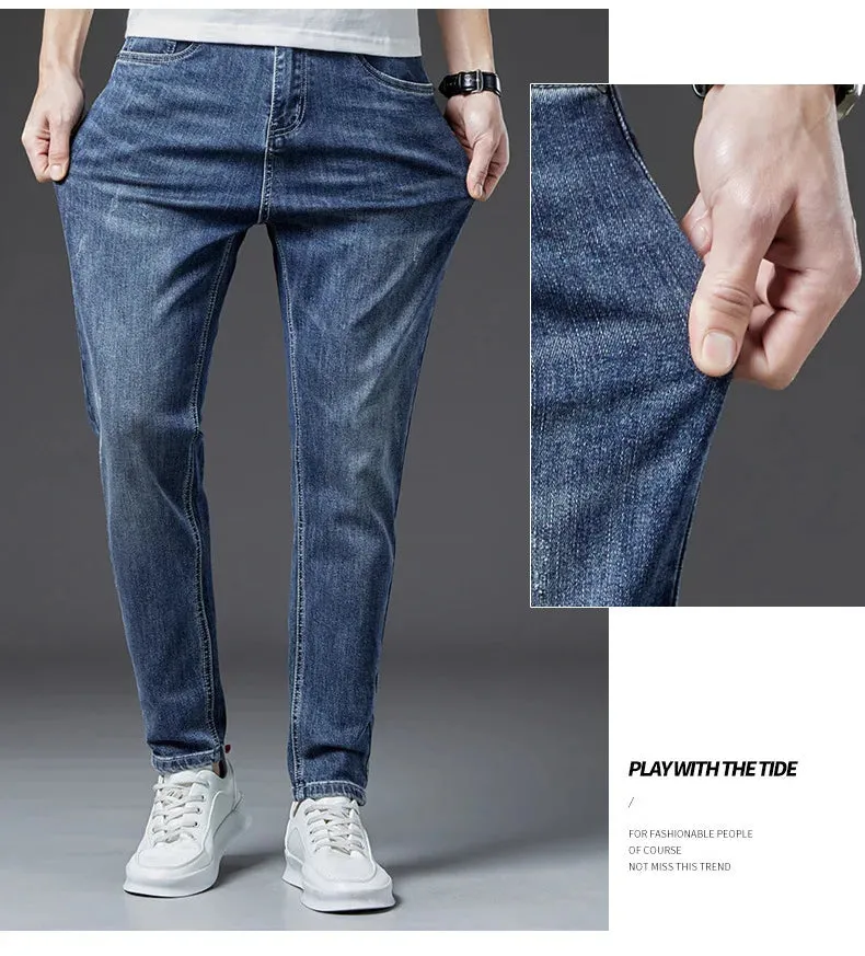 KOLMAKOV Classic Solid Color Stretch Straight Jeans