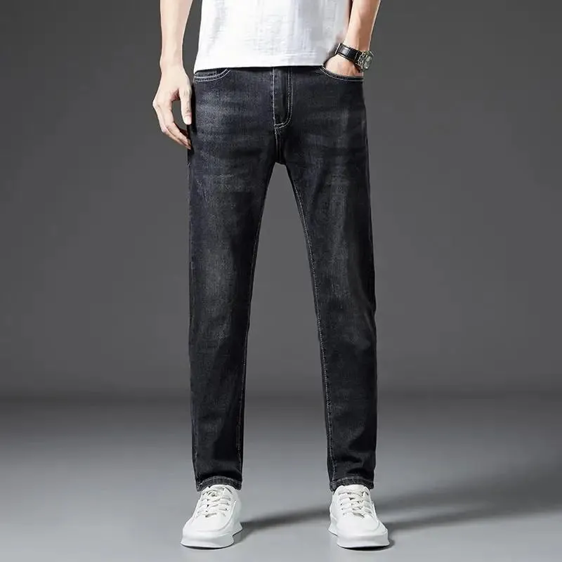 KOLMAKOV Classic Solid Color Stretch Straight Jeans