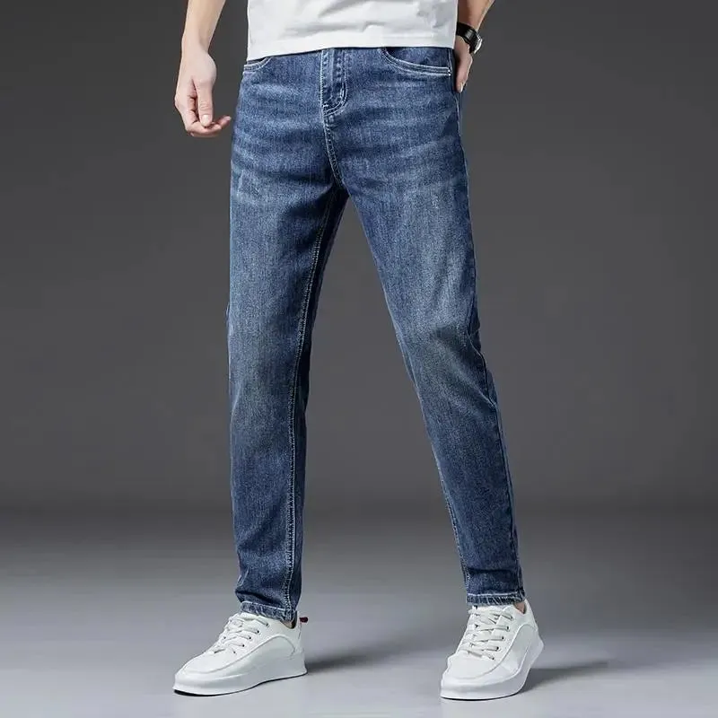 KOLMAKOV Classic Solid Color Stretch Straight Jeans