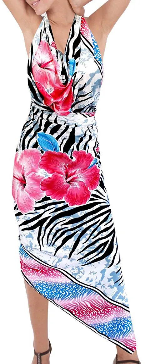 LA LEELA Soft Light Resort Suit Girls Pareo Sarong Printed 78"X39" Pink_6694