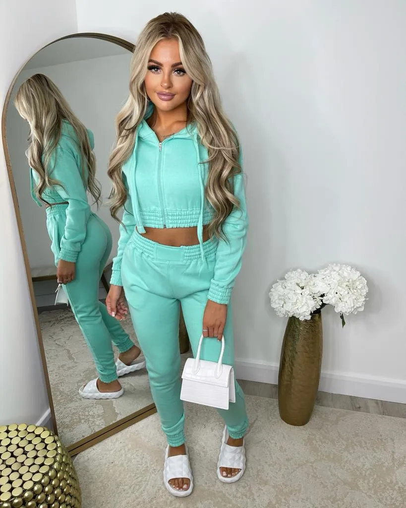 Letita Zip Front Hooded Tracksuit - Mint