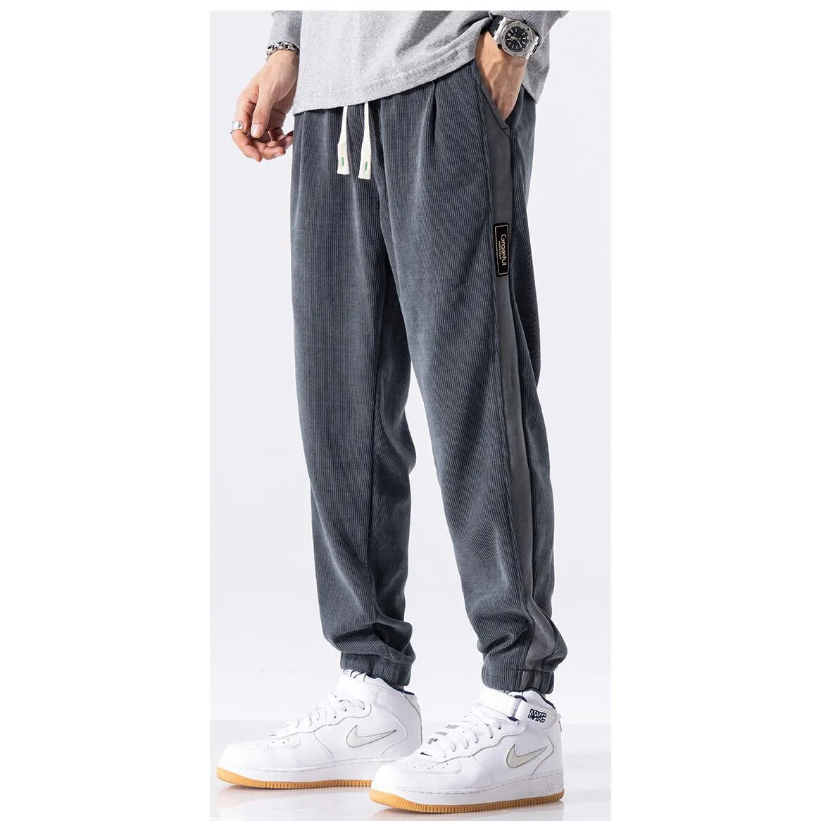 Loose Fit Elasticity Elastic Waist Tapered Pants