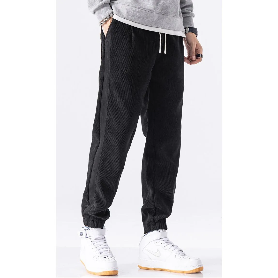 Loose Fit Elasticity Elastic Waist Tapered Pants