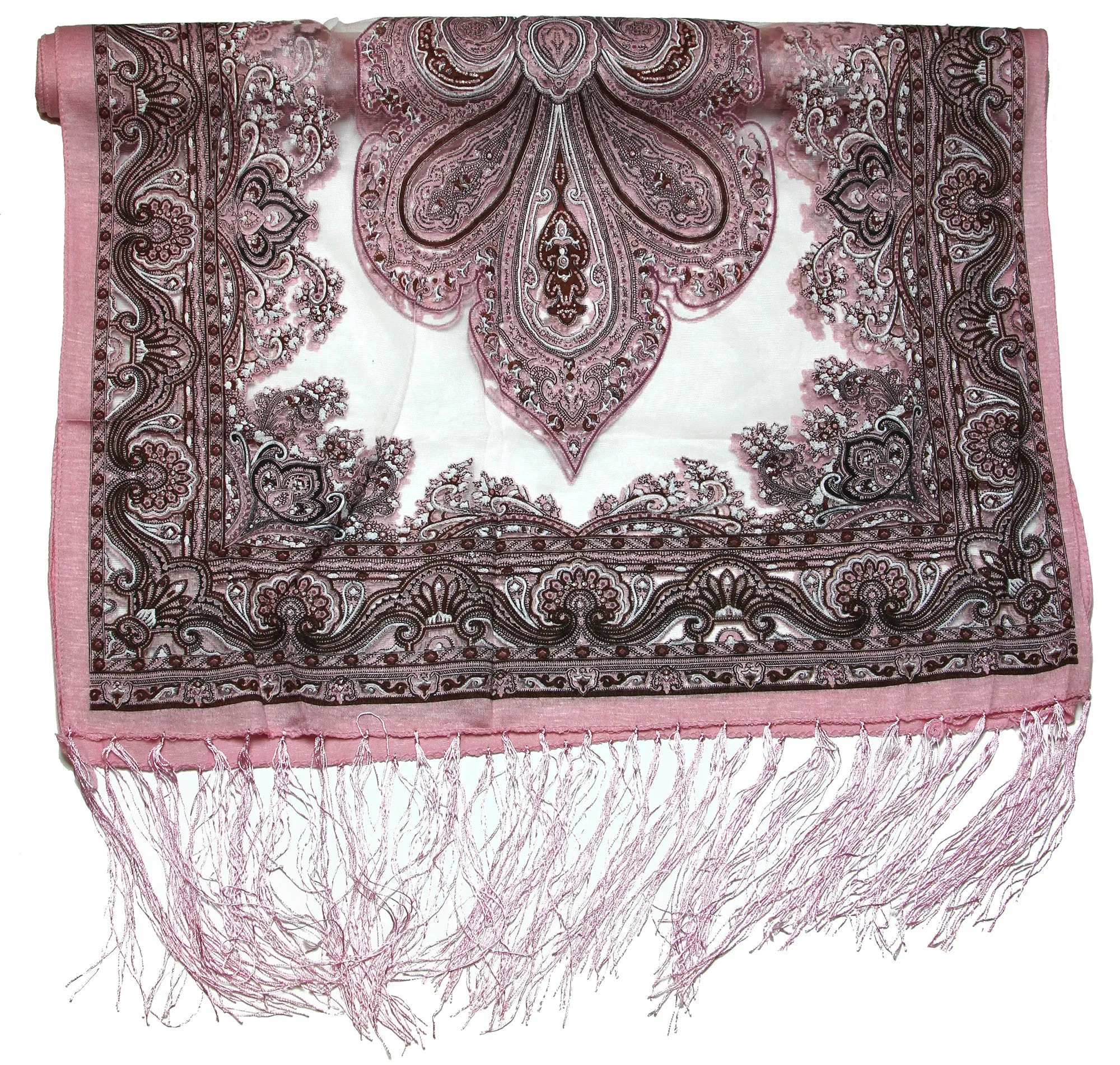 Lovely Hand Made Thai Floral Scarf Shawl Pink