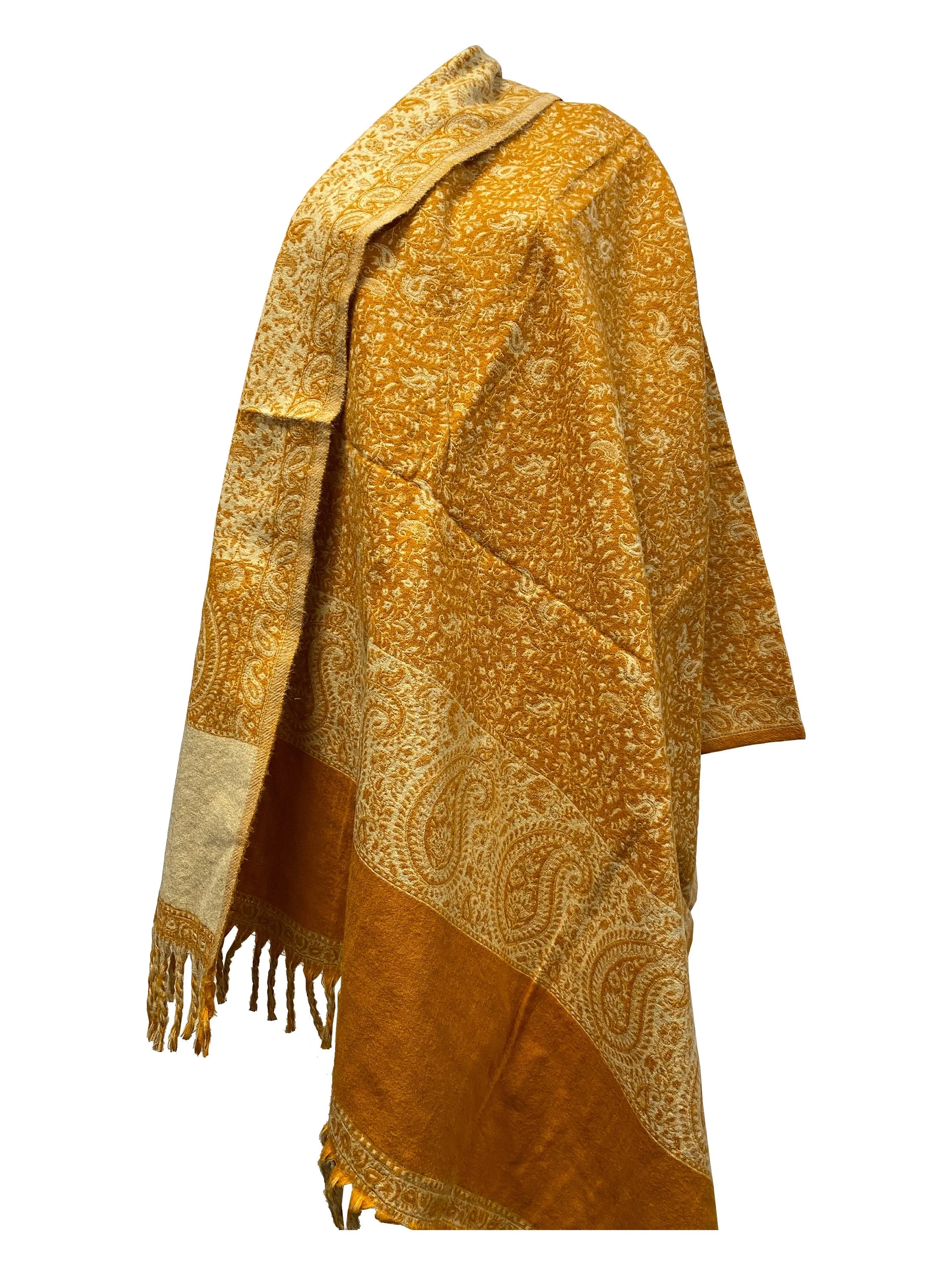 LUXURY HANDMADE MUSTARD floral Scarf Yak Wool comfortable scarf Shawl Blanket stole unisex Travel Wrap Meditation Soft Shawl special Gift