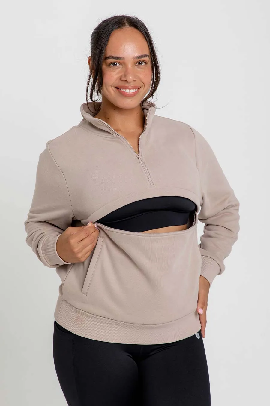 Mama Nursing Jumper - Mocha Brown