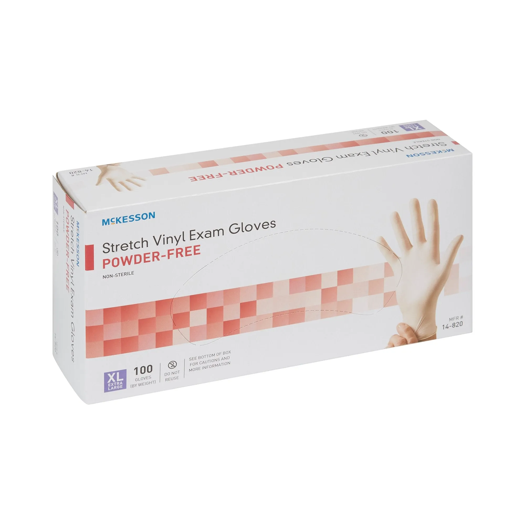 McKesson Stretch Vinyl Powder Free Exam Glove, Extra Large, Ivory