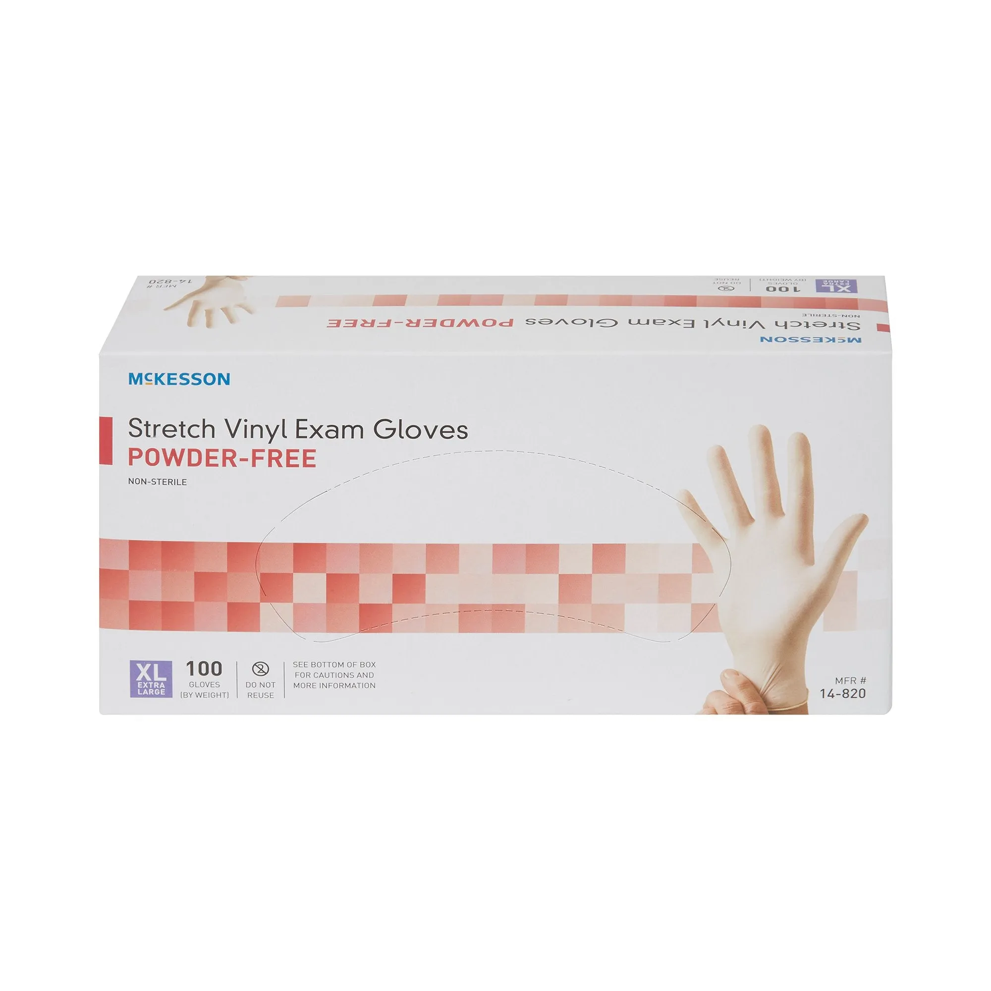 McKesson Stretch Vinyl Powder Free Exam Glove, Extra Large, Ivory