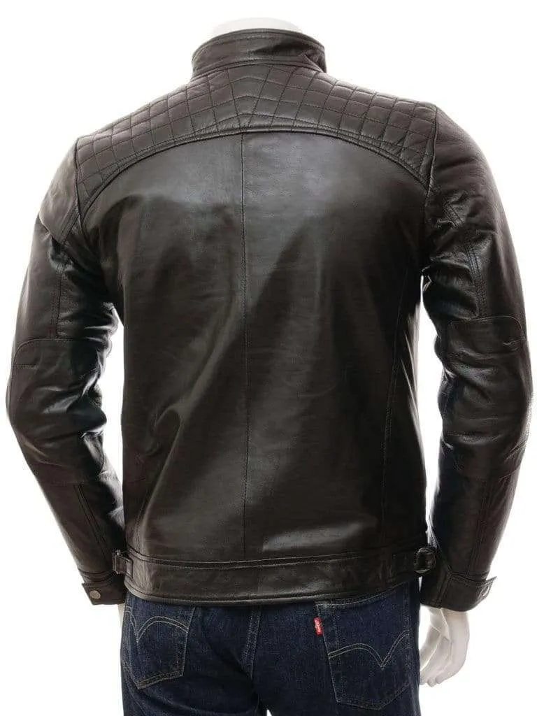 Men's Black Biker Leather Jacket, Genuine fashion biker jacket