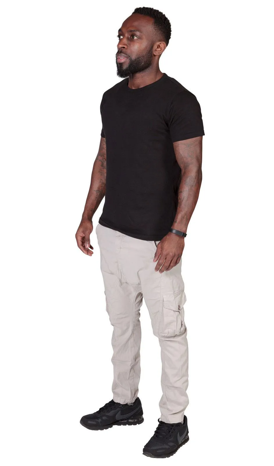 Men's Carrot Fit Tapered Cargo Trousers - Stone