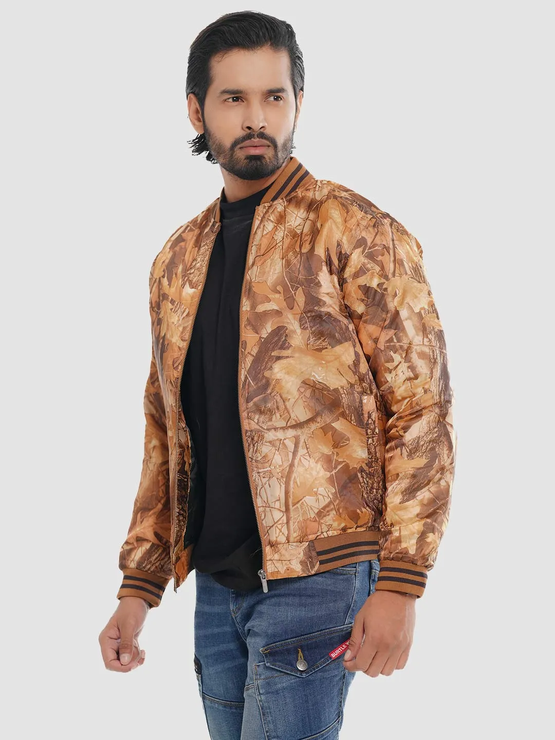 Men's Casual Bomber Jacket in Peru Brown