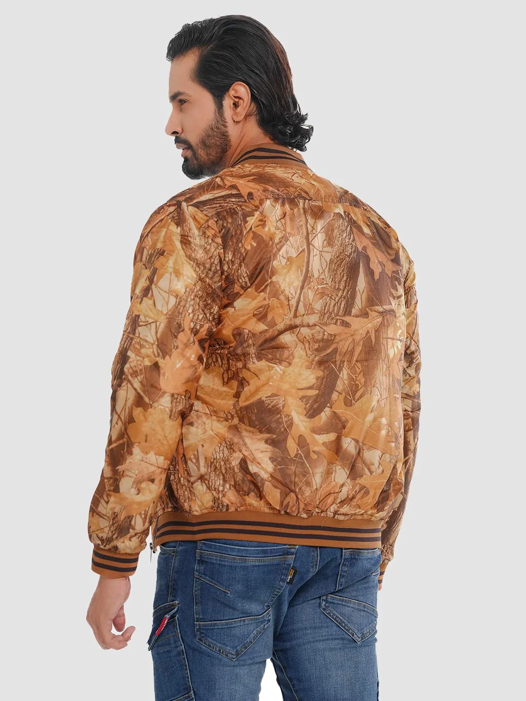 Men's Casual Bomber Jacket in Peru Brown