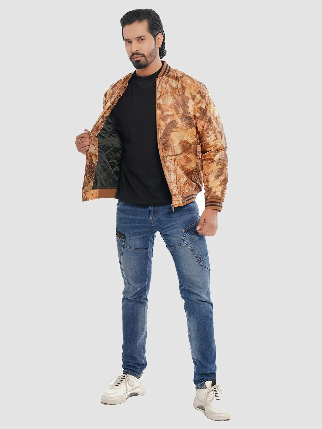 Men's Casual Bomber Jacket in Peru Brown