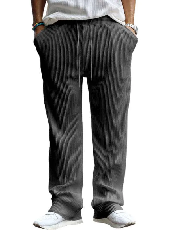 Men's casual trousers, loose straight trousers, drapey striped high-waisted wide-leg trousers