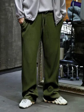 Men's casual trousers, loose straight trousers, drapey striped high-waisted wide-leg trousers