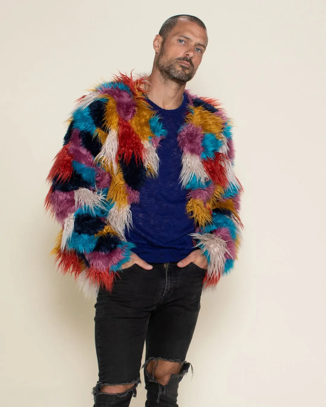 Men's Colorful Faux Fur Jacket | Butterfly