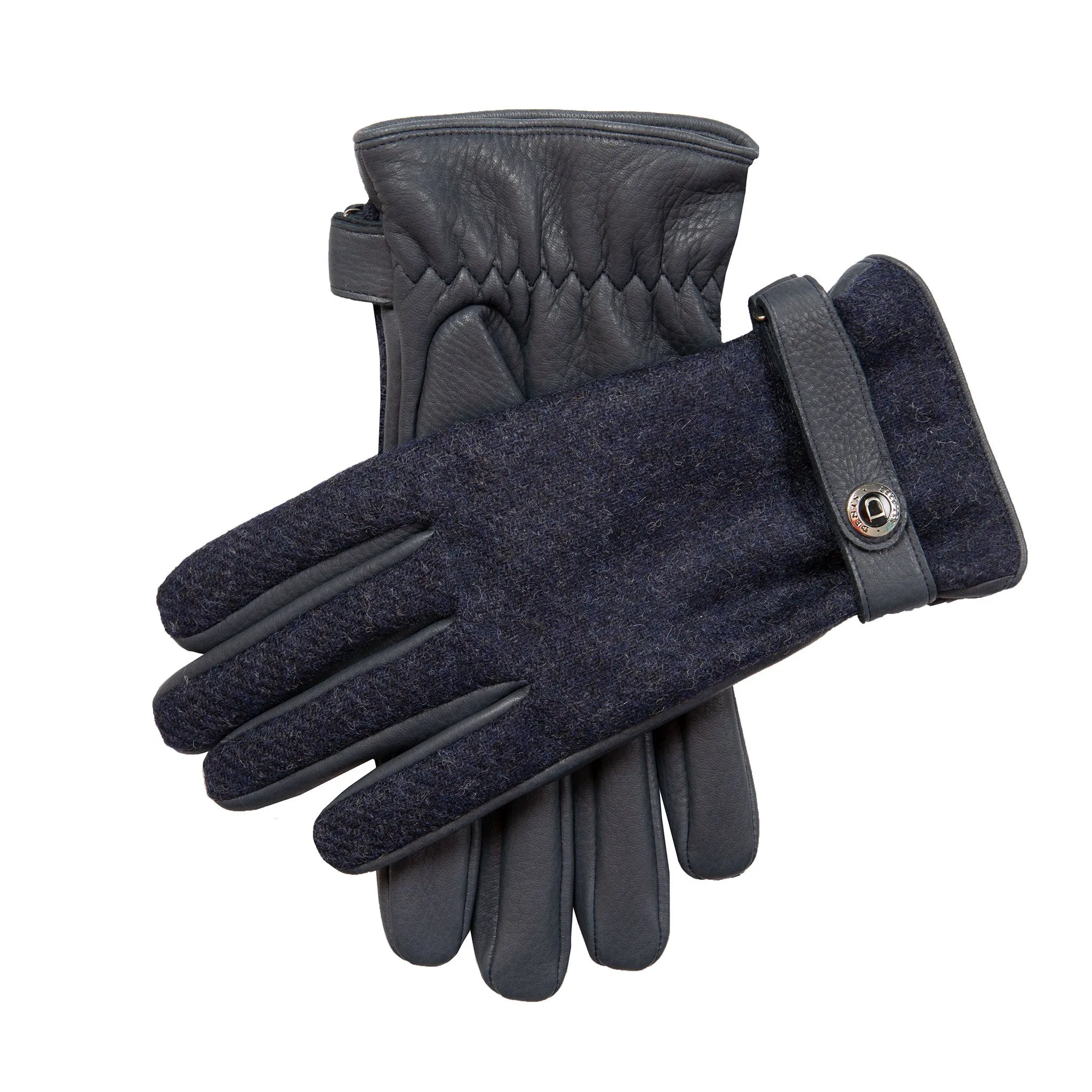 Men’s Heritage Cashmere-Lined Abraham Moon Tweed and Deerskin Leather Gloves