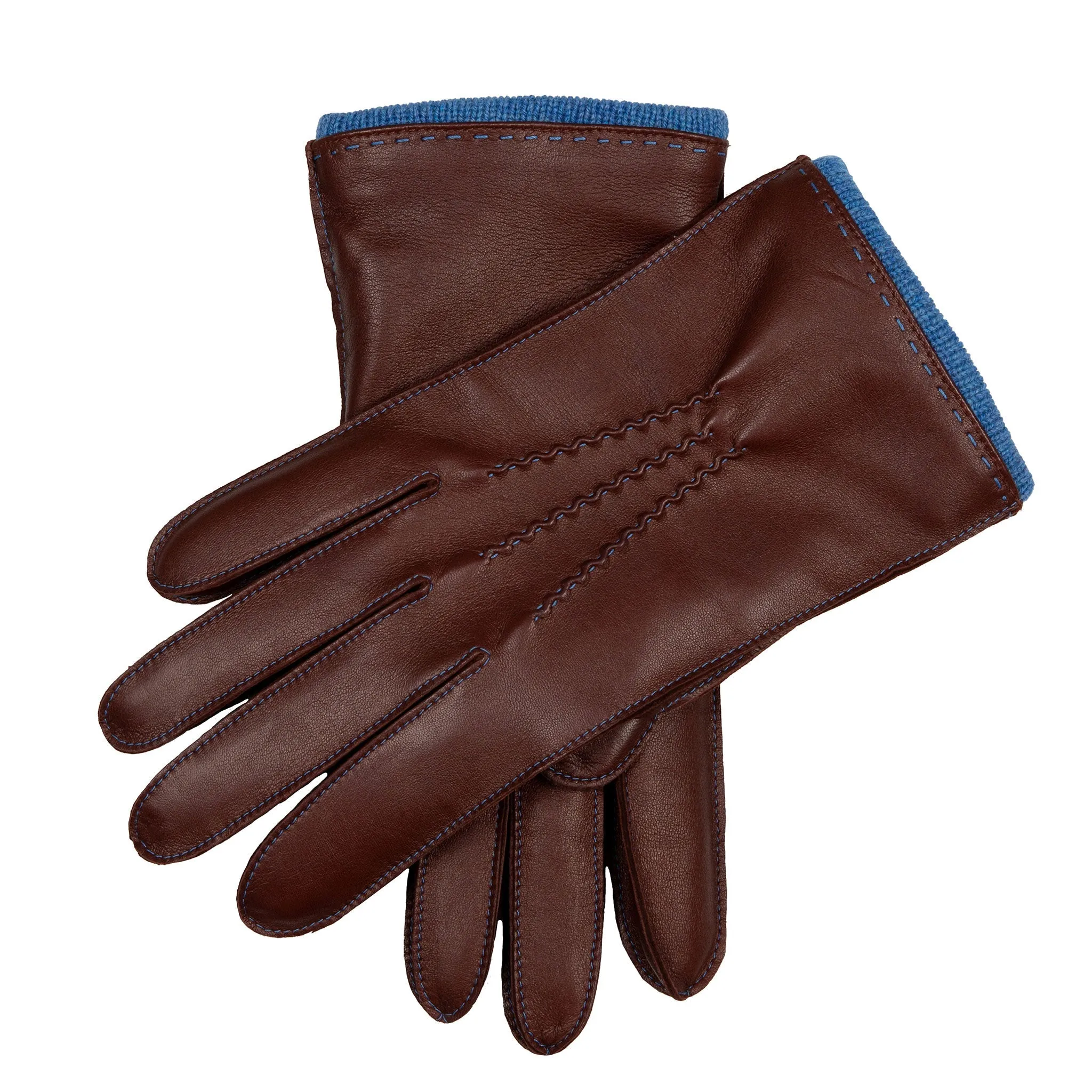 Men’s Heritage Three-Point Cashmere-Lined Leather Gloves with Colour Contrast Details