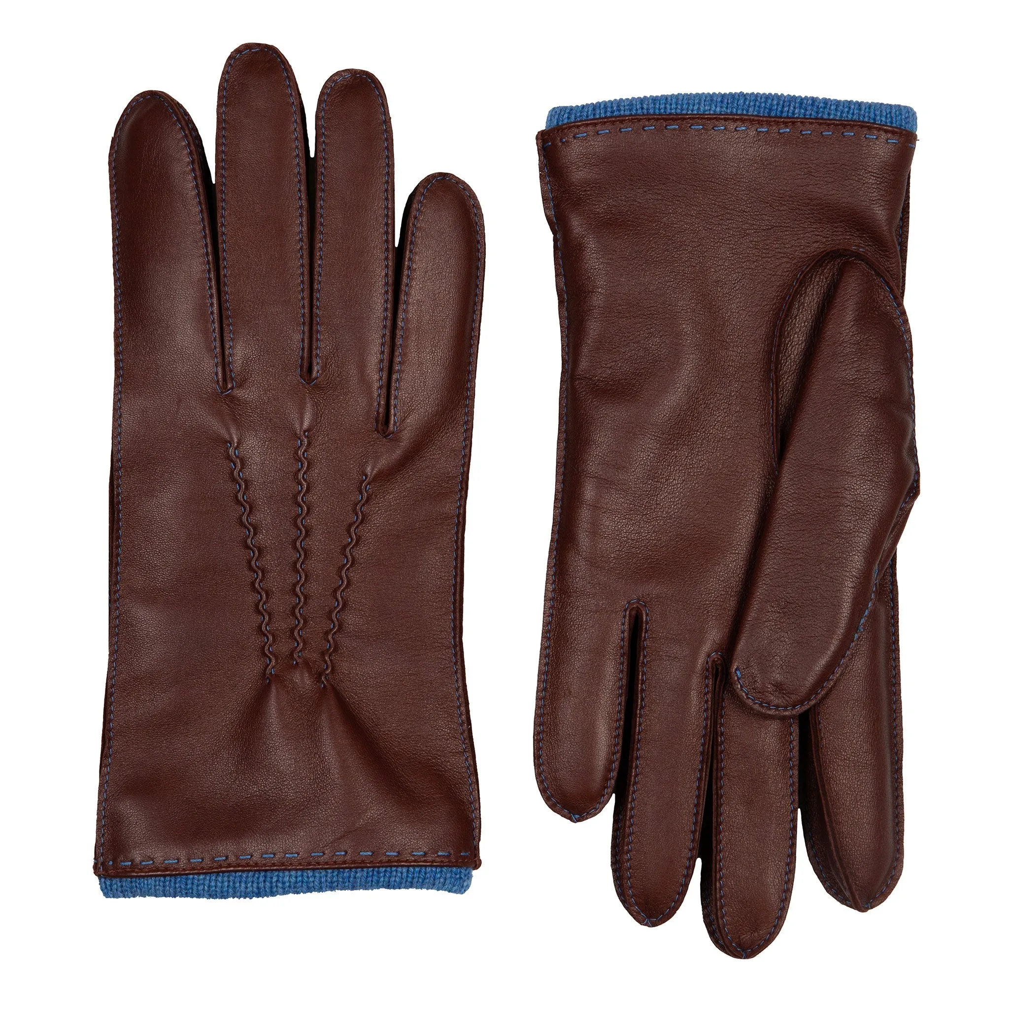 Men’s Heritage Three-Point Cashmere-Lined Leather Gloves with Colour Contrast Details