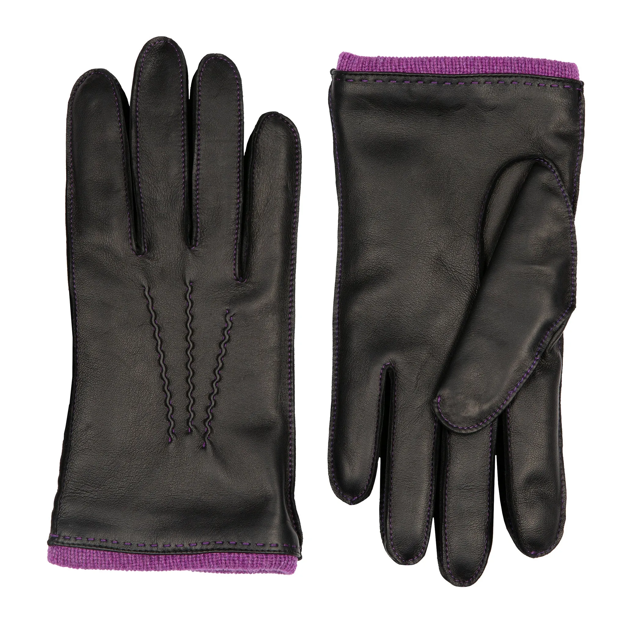 Men’s Heritage Three-Point Cashmere-Lined Leather Gloves with Colour Contrast Details