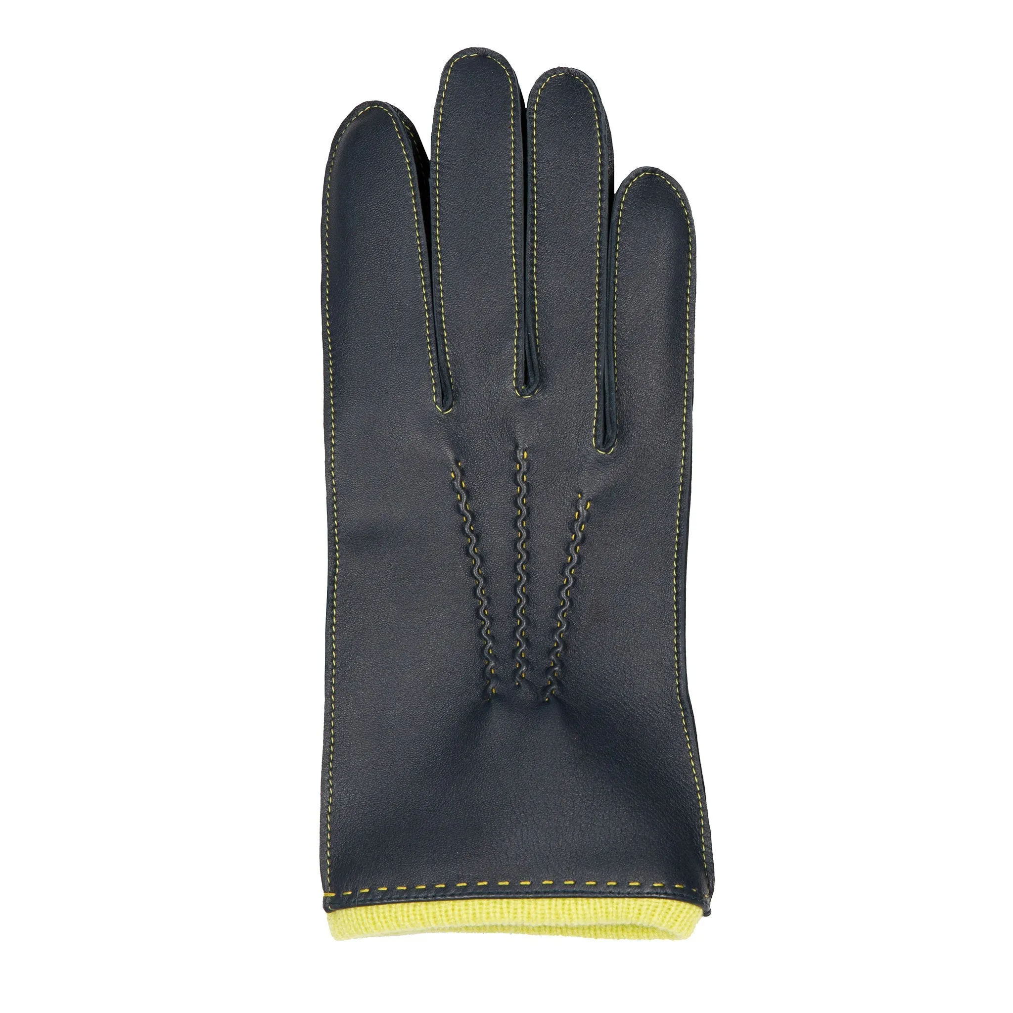 Men’s Heritage Three-Point Cashmere-Lined Leather Gloves with Colour Contrast Details