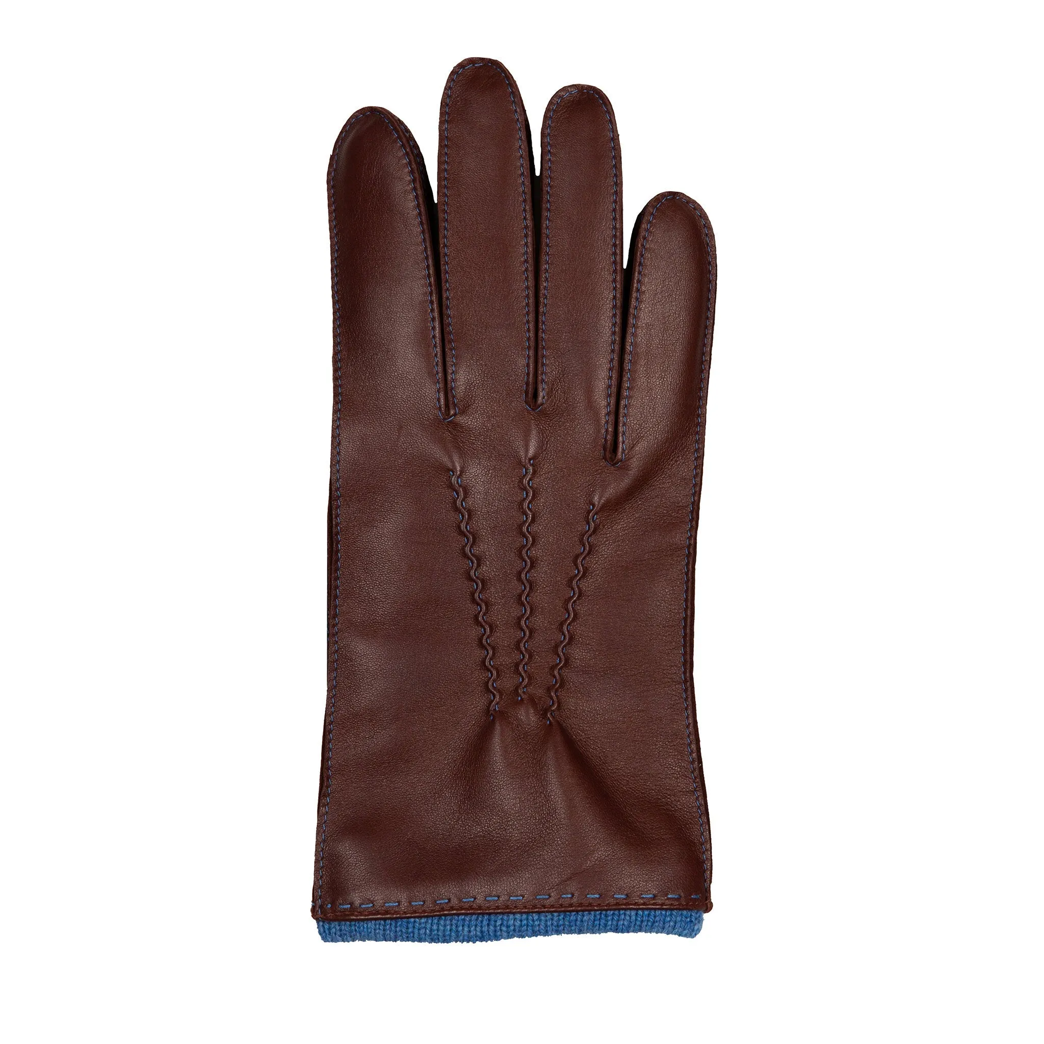 Men’s Heritage Three-Point Cashmere-Lined Leather Gloves with Colour Contrast Details