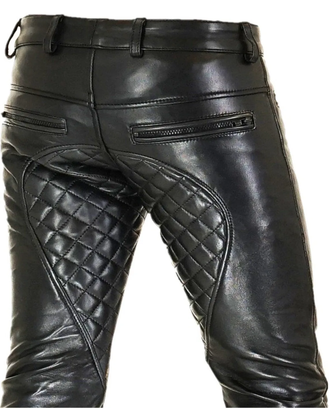 Men's Leather Quilted Pants