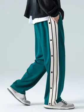 Men's Street Style Striped Wide-Leg Pants with Drawstring Waist - Casual, Loose Fit for Basketball & Outdoor Activities