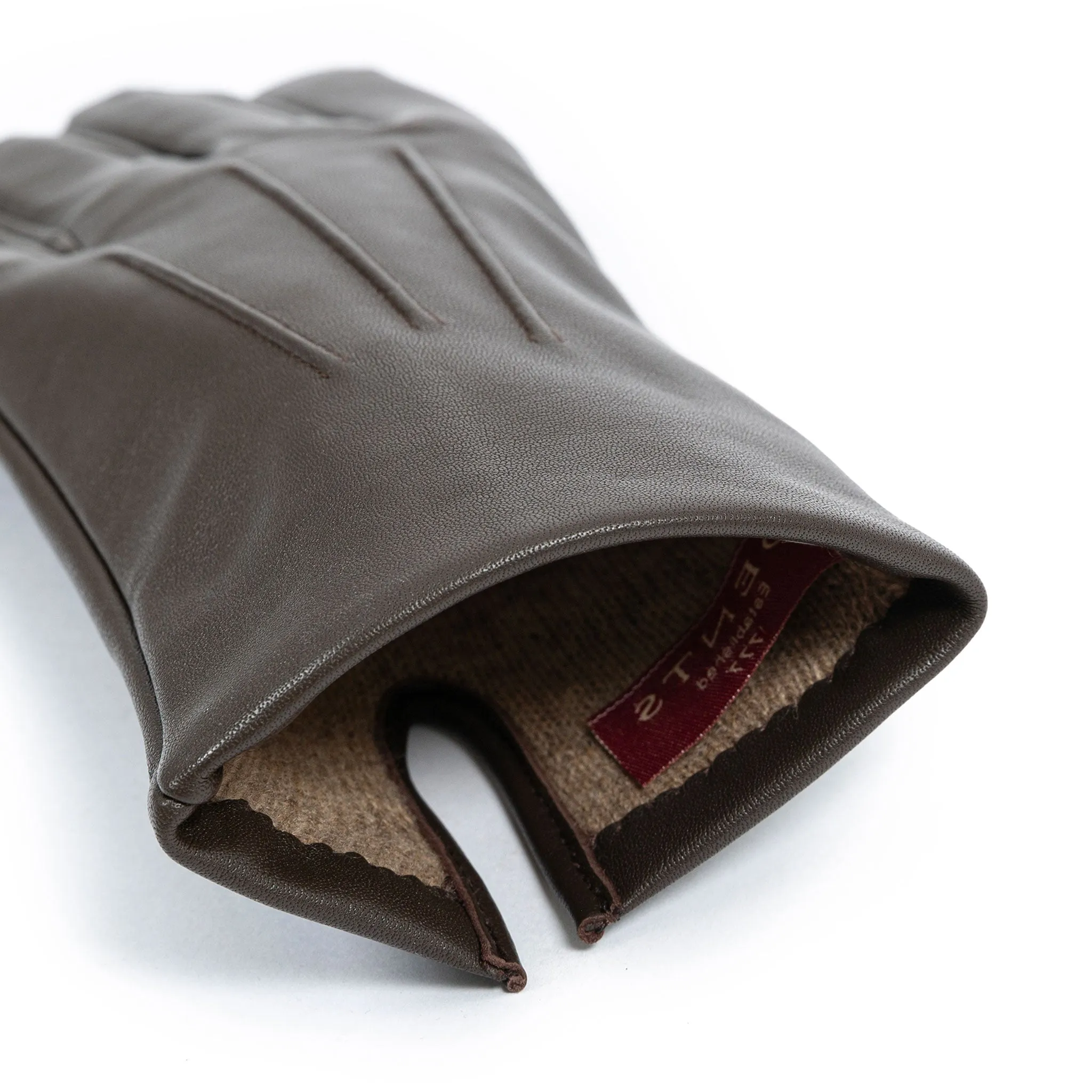 Men's Three-Point Cashmere-Lined Leather Gloves