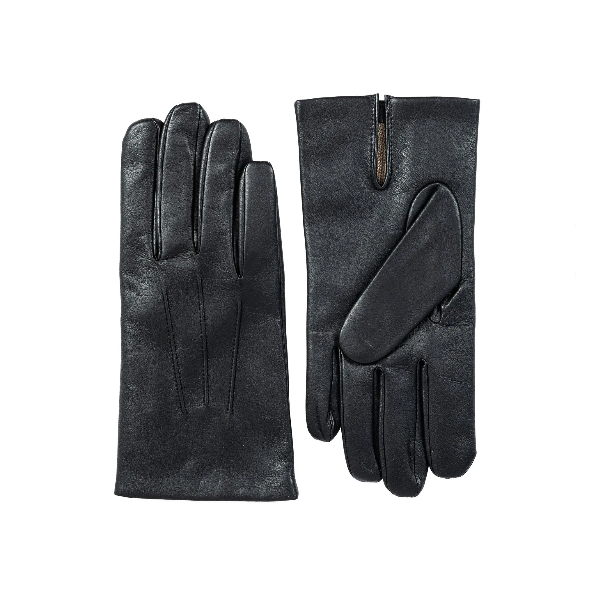 Men's Three-Point Cashmere-Lined Leather Gloves