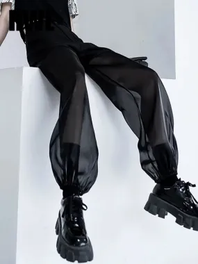 Mesh See Through Streetwear Cargo Pants