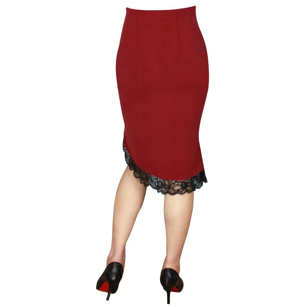 Miss Priss Pinup Ruffle Skirt in Red