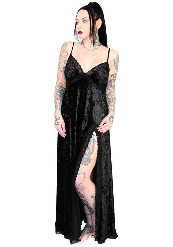 Miss World [Black Velvet] | MAXI DRESS