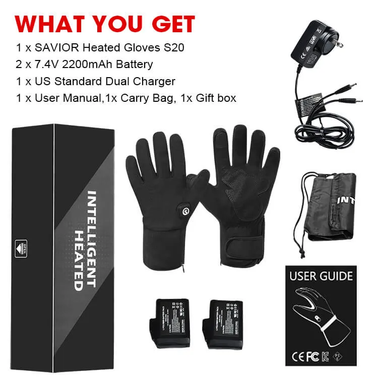 Moderate Thickness Battery Heated Gloves | Fingertip Touch Screen | Savior