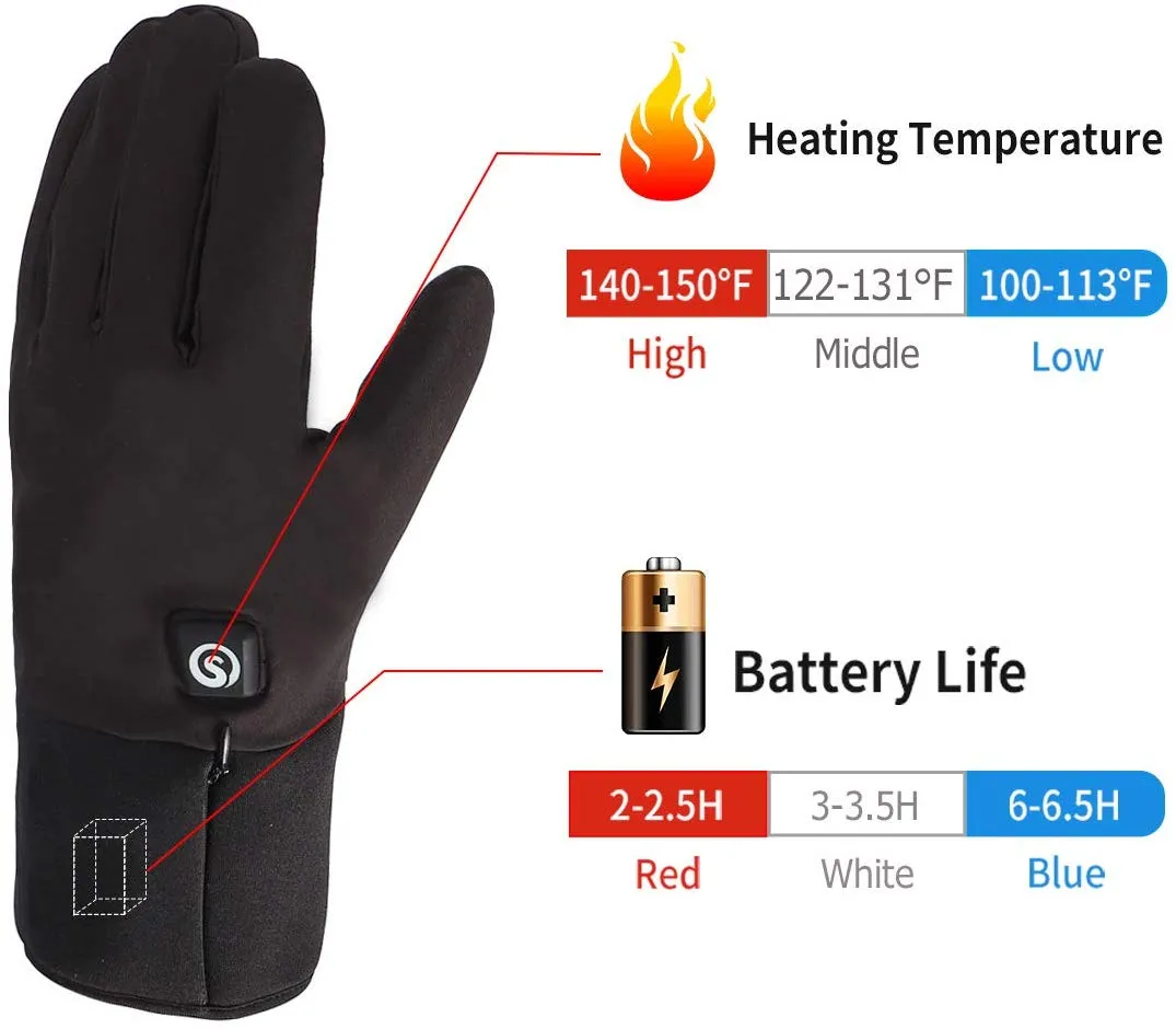 Moderate Thickness Battery Heated Gloves | Fingertip Touch Screen | Savior