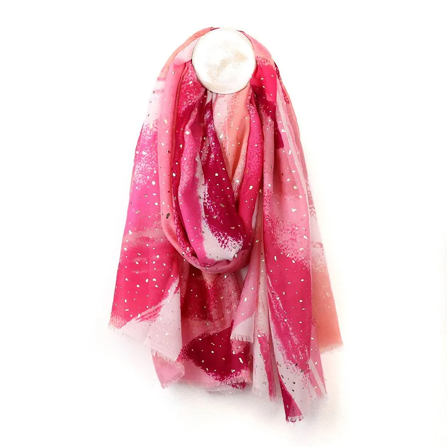 Multi Pink Speckle Foil Scarf - Pink