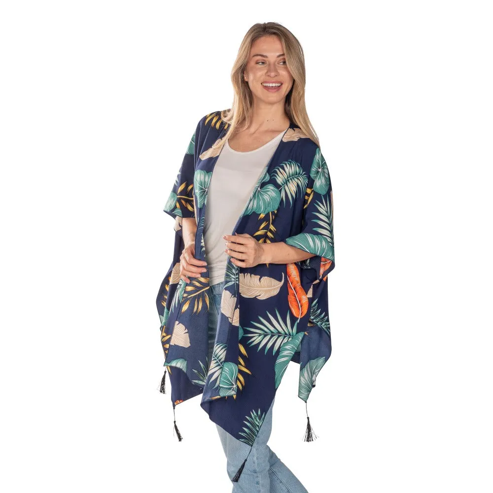 Navy Tassle Kimono