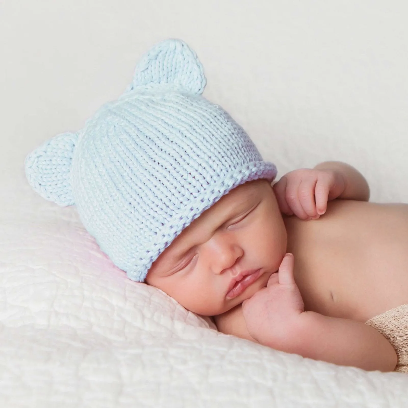 Newborn Blue Teddy Bear Beanie Hat