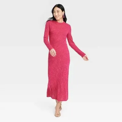 Open Box - Women's Long Sleeve Maxi Pointelle Dress - A New Day