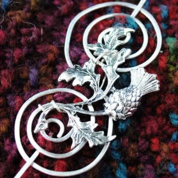 Outlander Inspired Shawl Pin with Scottish Thistle - Charmed Silver Fandoms