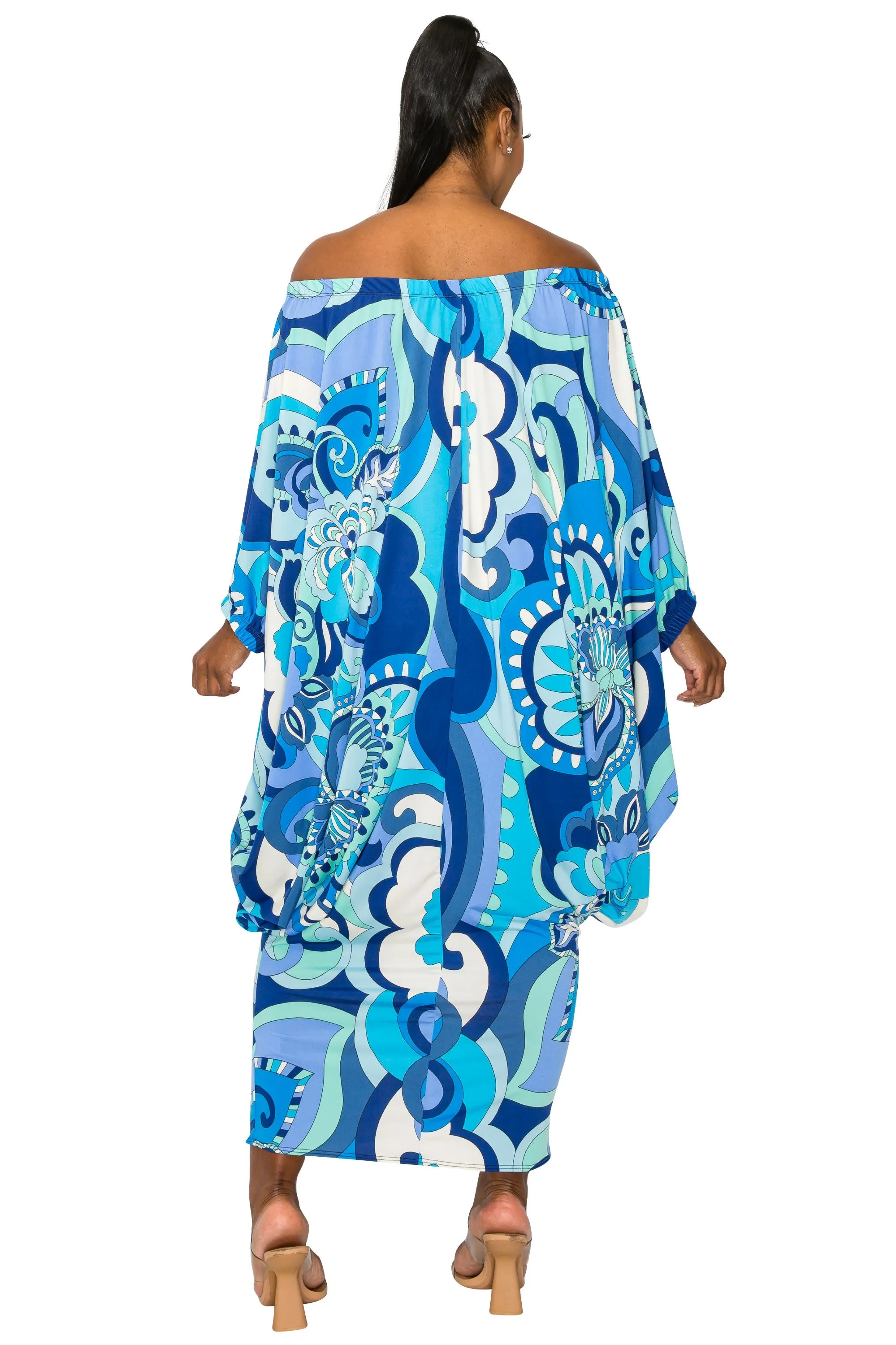 Paisley Dreams Off-Shoulder Kaftan Dress