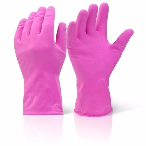 Pink Household Rubber Latex Long Sleeve Gloves