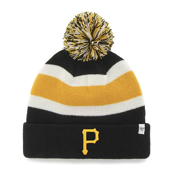 Pittsburgh Pirates 47 Brand Black Breakaway Knit Cuffed Beanie Poofball Hat Cap