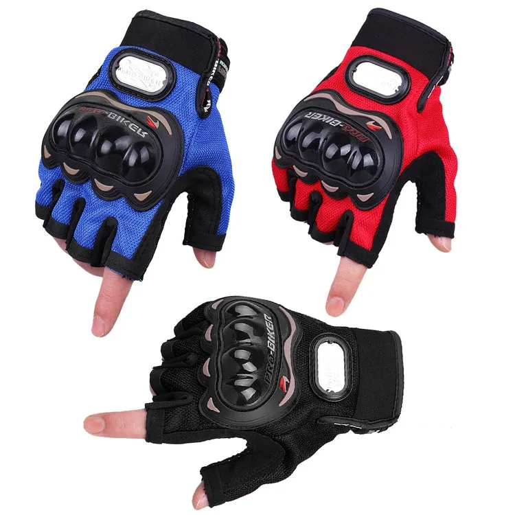 PRO-BIKER PRO01C Outdoor Cycling Glove Motorcycle Anti-Drop Safety Protection Half-Finger Glove, Specification: M(Blue)