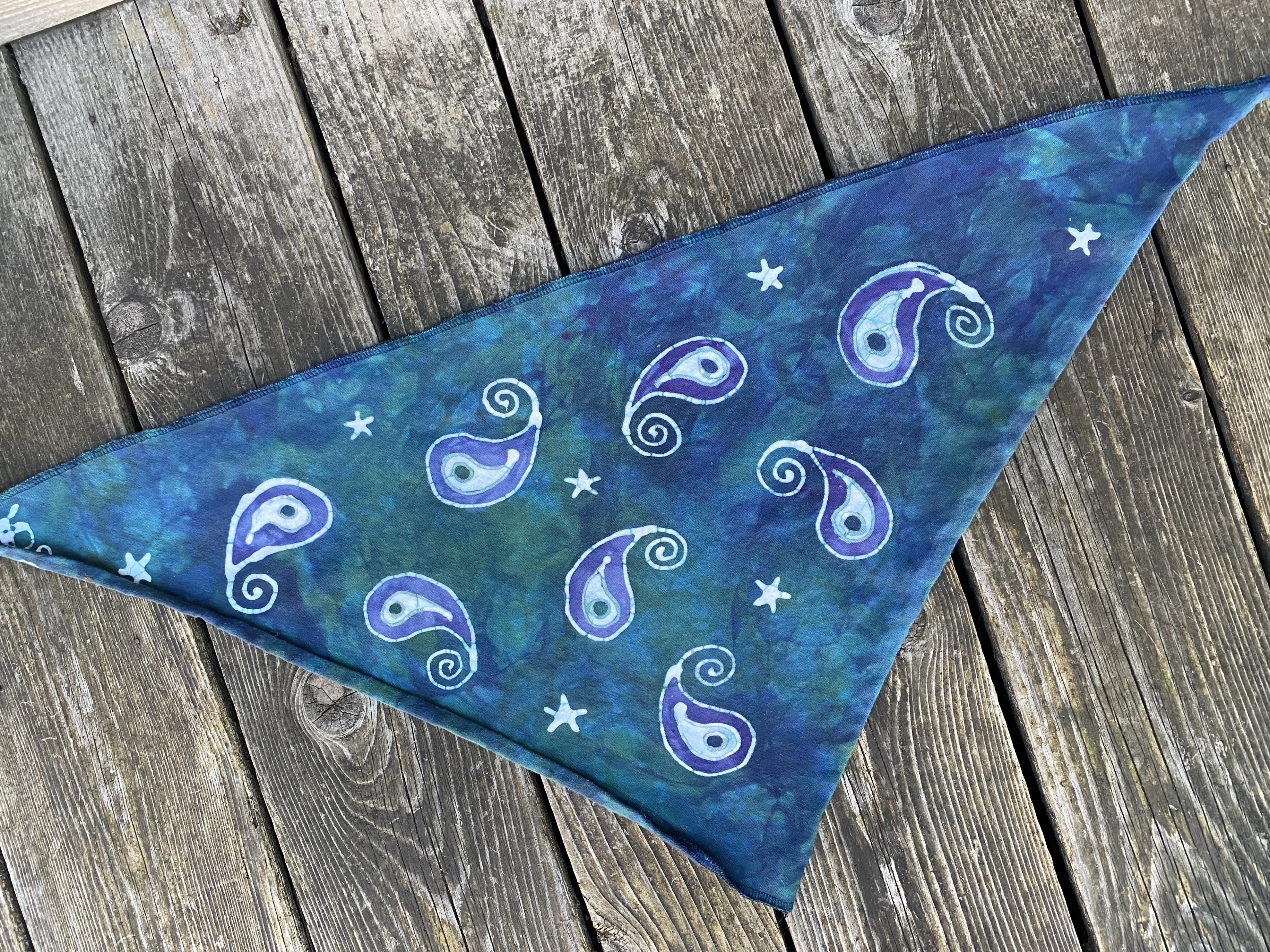 Purple Paisley Handmade Batik Bandana / Organic Cotton Scarf