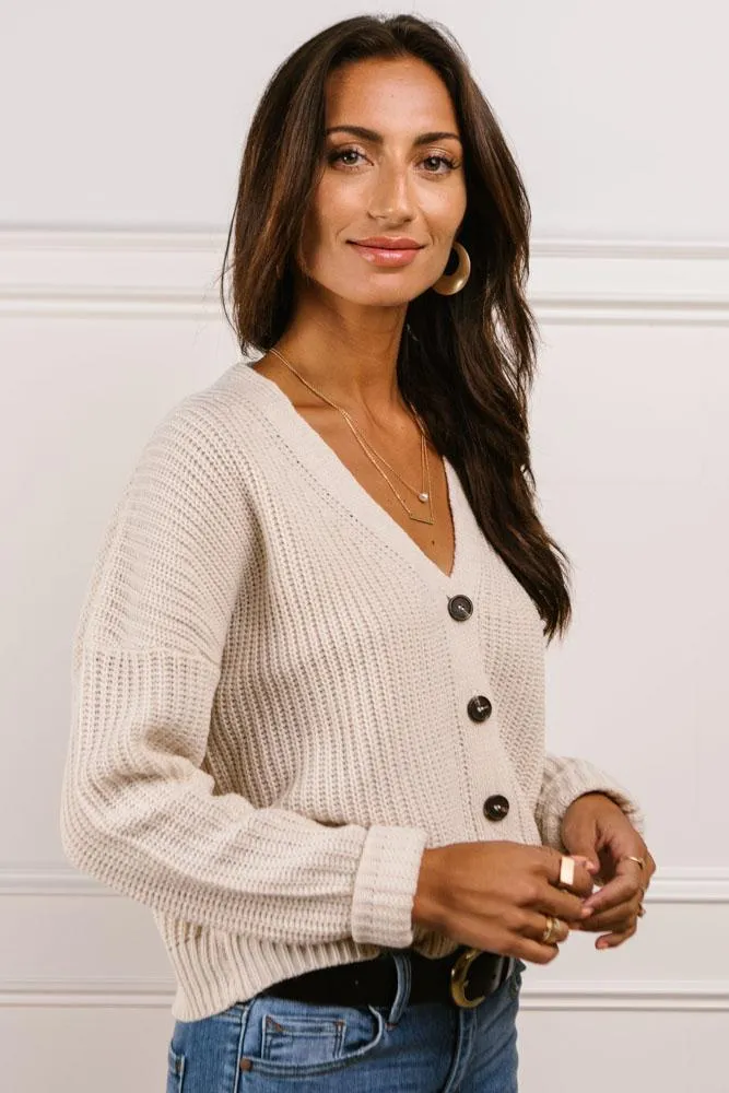 Raven Cropped Cardigan in Cream