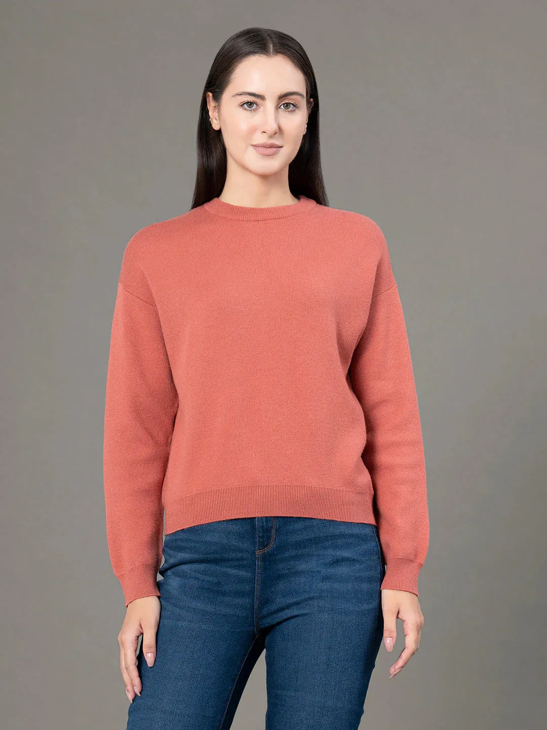 RedTape Round Neck Solid Sweater for Women | Everyday Comfort