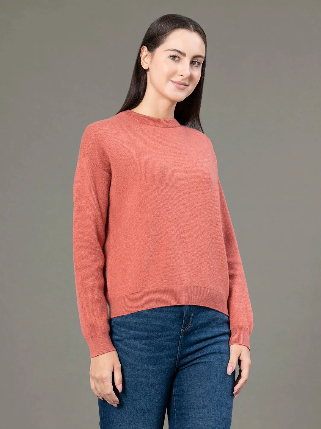 RedTape Round Neck Solid Sweater for Women | Everyday Comfort