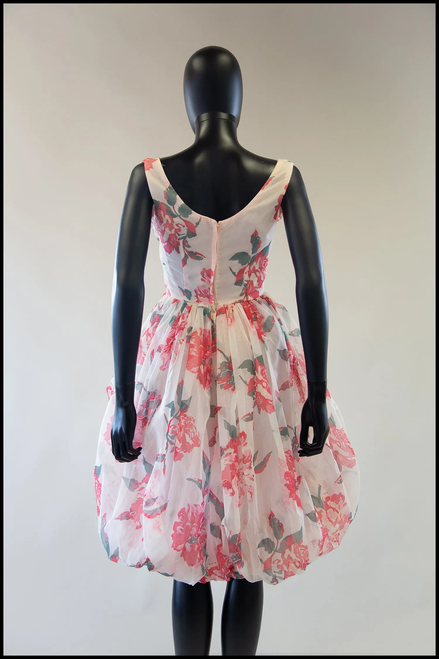 Reserved - Vintage 1950s Peony Pink Puffball Dress