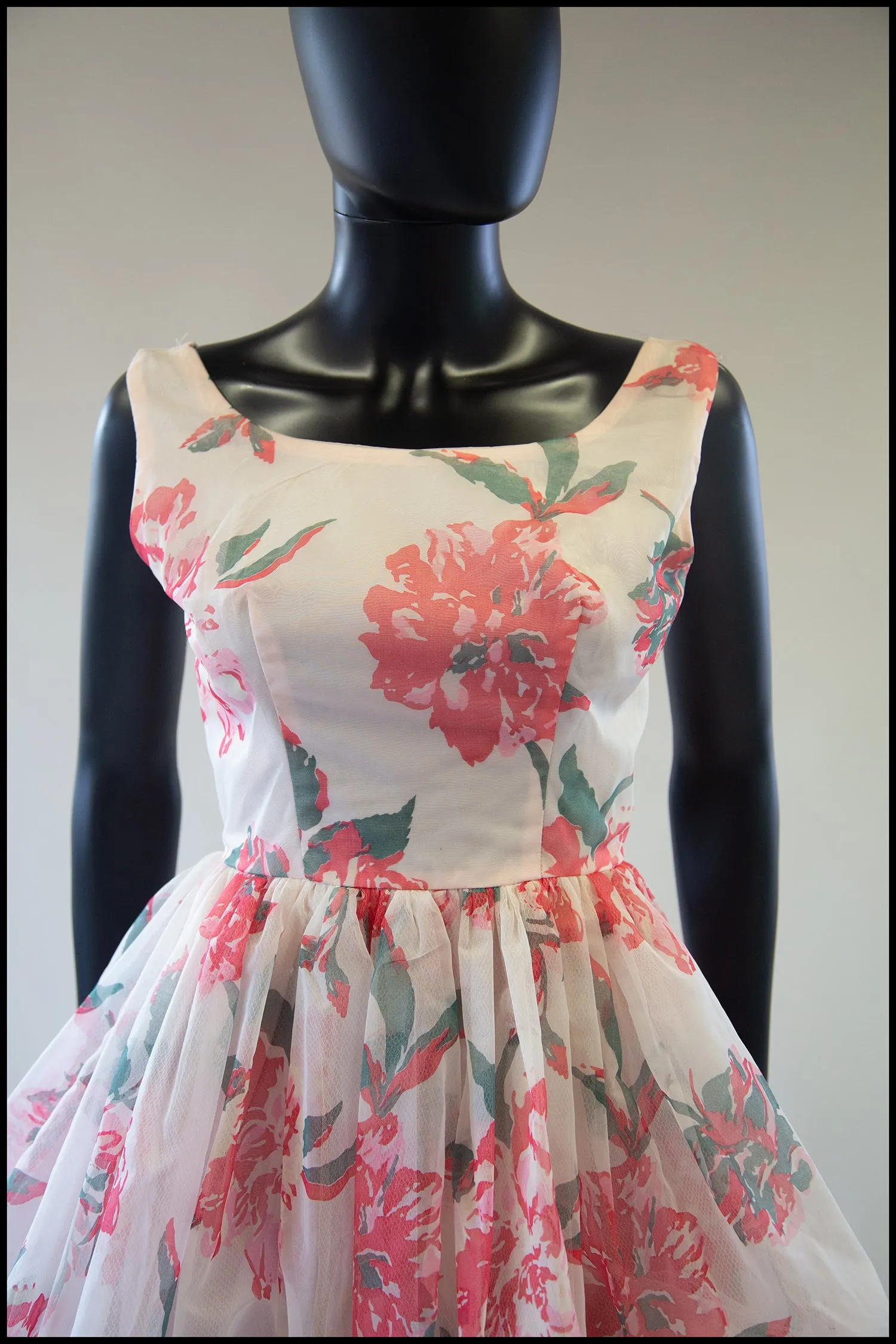 Reserved - Vintage 1950s Peony Pink Puffball Dress